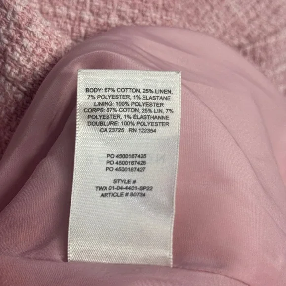 Aritzia‎ Babaton Tweed Jacket L XL Pink Oversized Shacket Pockets Buttons Collar - Picture 6 of 7